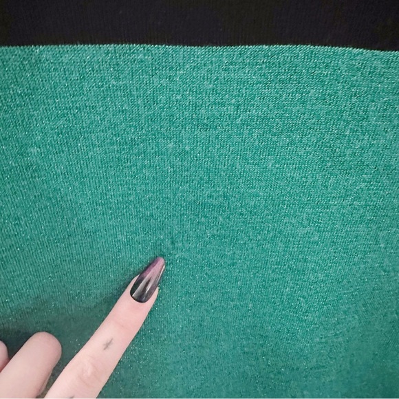 & Other Stories Green and Black Sweater Metallic Colorblocked Holiday - Picture 8 of 9